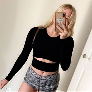 black slit crop top